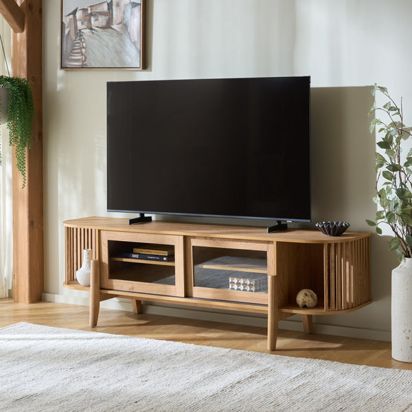 Tomori 70.9" Tv Stand With Spacious Top, Two Concealed Drawers, Scratch-Resistant Wood-Look Finish