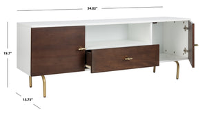 Safavieh Genevieve Media Stand - Mid-Century Modern Design With Glamorous Gold Legs For Stylish Living Rooms Walnut / White MED5000A