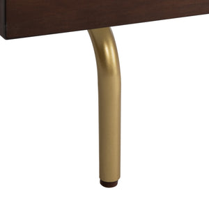 Safavieh Genevieve Media Stand - Mid-Century Modern Design With Glamorous Gold Legs For Stylish Living Rooms Walnut / White MED5000A