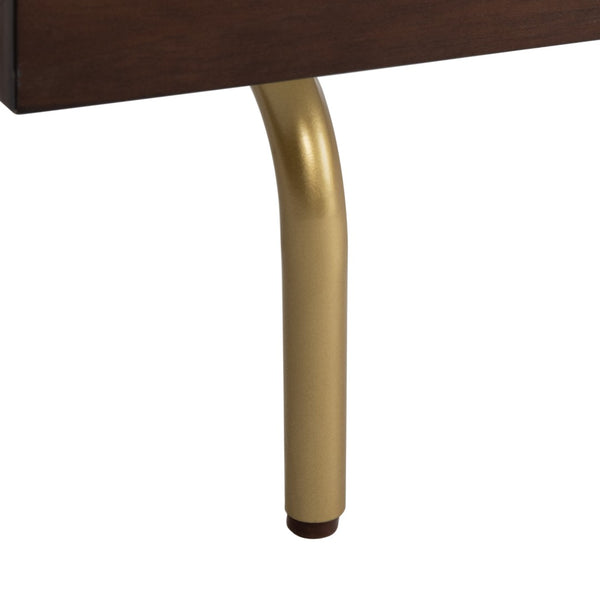 Safavieh Genevieve Media Stand - Mid-Century Modern Design With Glamorous Gold Legs For Stylish Living Rooms Walnut / White MED5000A