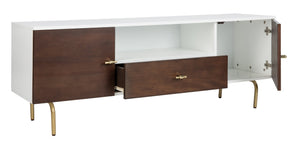 Safavieh Genevieve Media Stand - Mid-Century Modern Design With Glamorous Gold Legs For Stylish Living Rooms Walnut / White MED5000A