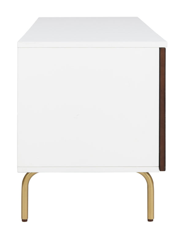Safavieh Genevieve Media Stand - Mid-Century Modern Design With Glamorous Gold Legs For Stylish Living Rooms Walnut / White MED5000A