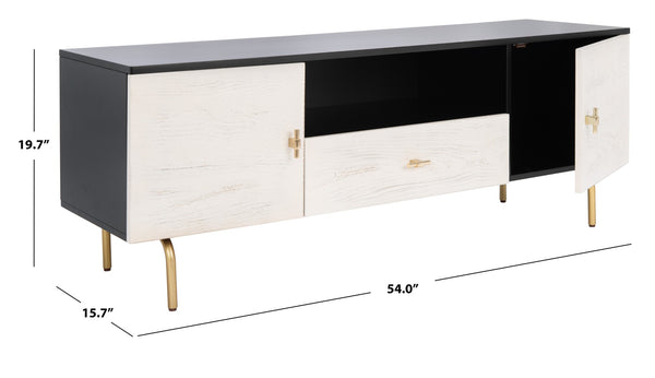 Safavieh Genevieve Media Stand - Mid-Century Modern Design With Glamorous Gold Legs For Stylish Living Rooms Black / White Washed MED5000B