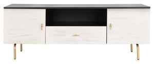 Safavieh Genevieve Media Stand - Mid-Century Modern Design With Glamorous Gold Legs For Stylish Living Rooms Black / White Washed MED5000B