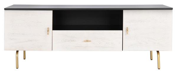 Safavieh Genevieve Media Stand - Mid-Century Modern Design With Glamorous Gold Legs For Stylish Living Rooms Black / White Washed MED5000B