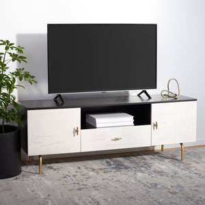 Safavieh Genevieve Media Stand - Mid-Century Modern Design With Glamorous Gold Legs For Stylish Living Rooms Black / White Washed MED5000B