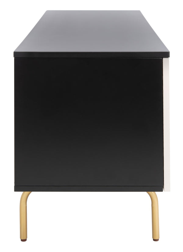 Safavieh Genevieve Media Stand - Mid-Century Modern Design With Glamorous Gold Legs For Stylish Living Rooms Black / White Washed MED5000B