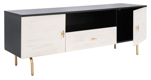 Safavieh Genevieve Media Stand - Mid-Century Modern Design With Glamorous Gold Legs For Stylish Living Rooms Black / White Washed MED5000B