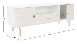 Safavieh Genevieve Media Stand - Mid-Century Modern Design With Glamorous Gold Legs For Stylish Living Rooms White / White Washed MED5000C