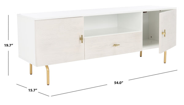 Safavieh Genevieve Media Stand - Mid-Century Modern Design With Glamorous Gold Legs For Stylish Living Rooms White / White Washed MED5000C