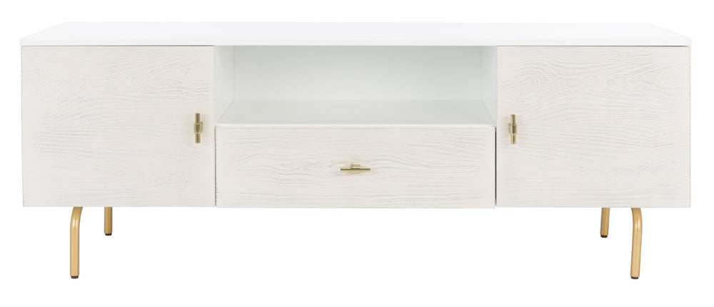 Safavieh Genevieve Media Stand - Mid-Century Modern Design With Glamorous Gold Legs For Stylish Living Rooms White / White Washed MED5000C