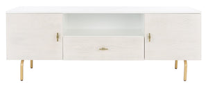 Safavieh Genevieve Media Stand - Mid-Century Modern Design With Glamorous Gold Legs For Stylish Living Rooms White / White Washed MED5000C