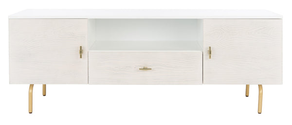 Safavieh Genevieve Media Stand - Mid-Century Modern Design With Glamorous Gold Legs For Stylish Living Rooms White / White Washed MED5000C