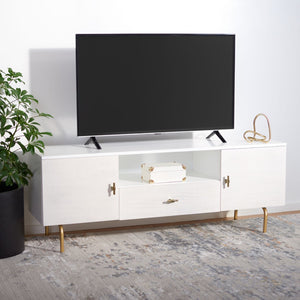 Safavieh Genevieve Media Stand - Mid-Century Modern Design With Glamorous Gold Legs For Stylish Living Rooms White / White Washed MED5000C
