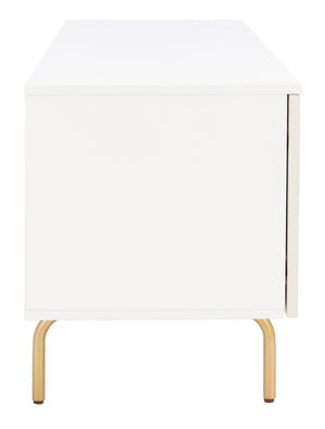 Safavieh Genevieve Media Stand - Mid-Century Modern Design With Glamorous Gold Legs For Stylish Living Rooms White / White Washed MED5000C