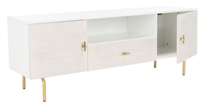Safavieh Genevieve Media Stand - Mid-Century Modern Design With Glamorous Gold Legs For Stylish Living Rooms White / White Washed MED5000C