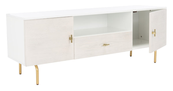 Safavieh Genevieve Media Stand - Mid-Century Modern Design With Glamorous Gold Legs For Stylish Living Rooms White / White Washed MED5000C