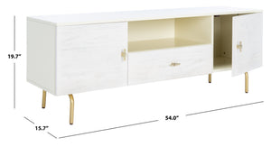 Safavieh Genevieve Media Stand - Mid-Century Modern Design With Glamorous Gold Legs For Stylish Living Rooms Cream / White Washed MED5000D