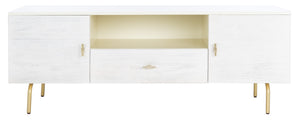 Safavieh Genevieve Media Stand - Mid-Century Modern Design With Glamorous Gold Legs For Stylish Living Rooms Cream / White Washed MED5000D