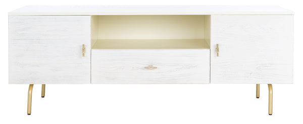 Safavieh Genevieve Media Stand - Mid-Century Modern Design With Glamorous Gold Legs For Stylish Living Rooms Cream / White Washed MED5000D