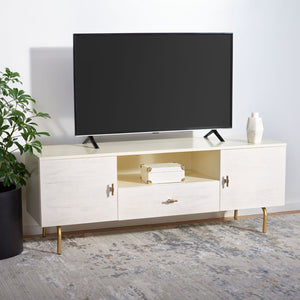 Safavieh Genevieve Media Stand - Mid-Century Modern Design With Glamorous Gold Legs For Stylish Living Rooms Cream / White Washed MED5000D
