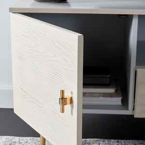 Safavieh Genevieve Media Stand - Mid-Century Modern Design With Glamorous Gold Legs For Stylish Living Rooms Grey / White Washed MED5000E