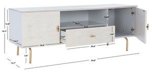 Safavieh Genevieve Media Stand - Mid-Century Modern Design With Glamorous Gold Legs For Stylish Living Rooms Grey / White Washed MED5000E