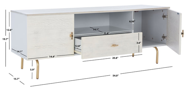 Safavieh Genevieve Media Stand - Mid-Century Modern Design With Glamorous Gold Legs For Stylish Living Rooms Grey / White Washed MED5000E