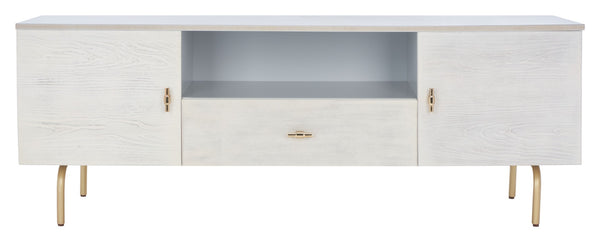 Safavieh Genevieve Media Stand - Mid-Century Modern Design With Glamorous Gold Legs For Stylish Living Rooms Grey / White Washed MED5000E