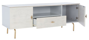Safavieh Genevieve Media Stand - Mid-Century Modern Design With Glamorous Gold Legs For Stylish Living Rooms Grey / White Washed MED5000E