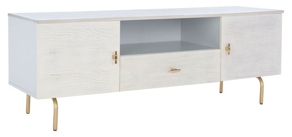 Safavieh Genevieve Media Stand - Mid-Century Modern Design With Glamorous Gold Legs For Stylish Living Rooms Grey / White Washed MED5000E