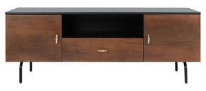 Safavieh Genevieve Media Stand - Mid-Century Modern Design With Glamorous Gold Legs For Stylish Living Rooms Black / Walnut MED5000F