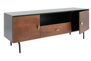 Safavieh Genevieve Media Stand - Mid-Century Modern Design With Glamorous Gold Legs For Stylish Living Rooms Black / Walnut MED5000F