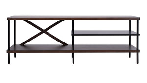 Safavieh Bruno Industrial Media Stand - Stylish Mahogany & Black Metal Storage For Modern Living Rooms & Décor MED5001A