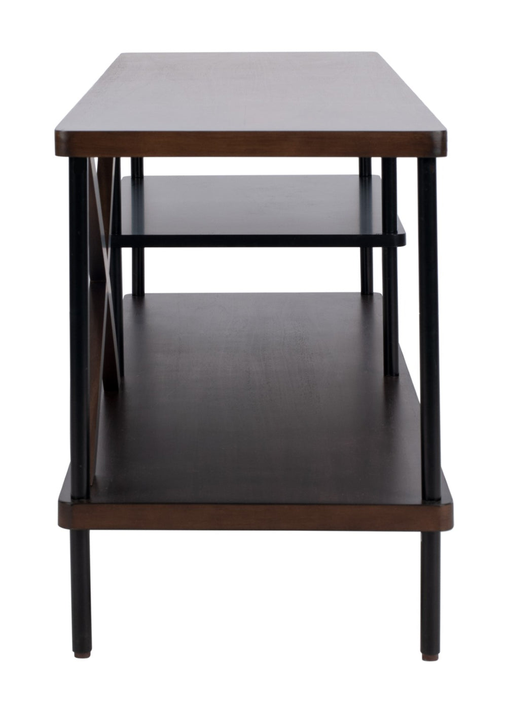 Safavieh Bruno Industrial Media Stand - Stylish Mahogany & Black Metal Storage For Modern Living Rooms & Décor MED5001A