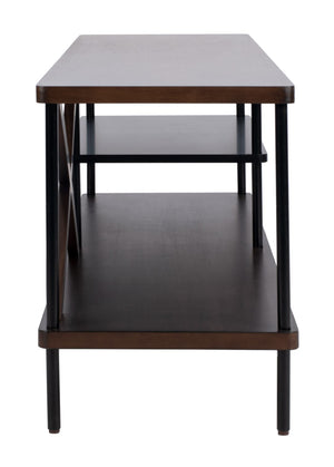 Safavieh Bruno Industrial Media Stand - Stylish Mahogany & Black Metal Storage For Modern Living Rooms & Décor MED5001A