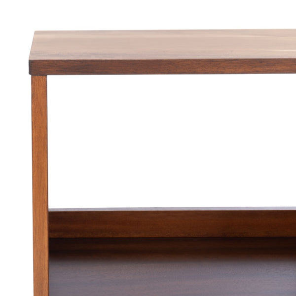 Safavieh Cricket Retro-Chic Open Shelf Media Stand - Durable Mahogany, Warm Acacia Finish For Stylish Living Rooms MED5002A