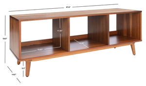 Safavieh Cricket Retro-Chic Open Shelf Media Stand - Durable Mahogany, Warm Acacia Finish For Stylish Living Rooms MED5002A