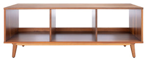 Safavieh Cricket Retro-Chic Open Shelf Media Stand - Durable Mahogany, Warm Acacia Finish For Stylish Living Rooms MED5002A