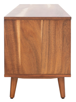 Safavieh Cricket Retro-Chic Open Shelf Media Stand - Durable Mahogany, Warm Acacia Finish For Stylish Living Rooms MED5002A