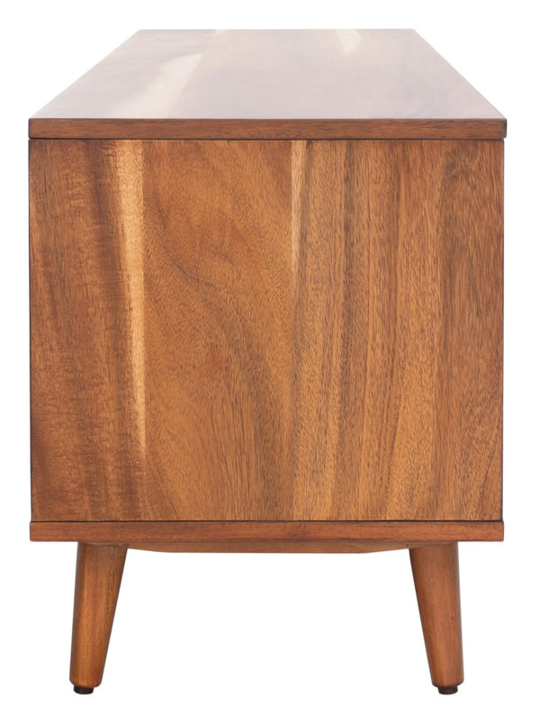 Safavieh Cricket Retro-Chic Open Shelf Media Stand - Durable Mahogany, Warm Acacia Finish For Stylish Living Rooms MED5002A