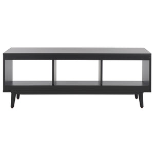 Safavieh Cricket Open Shelf Media Stand - Elegant Mahogany Wood Design For Stylish Entertainment Organization Black Mahogany Wood,Pb,Acacia Veneer Med5002b