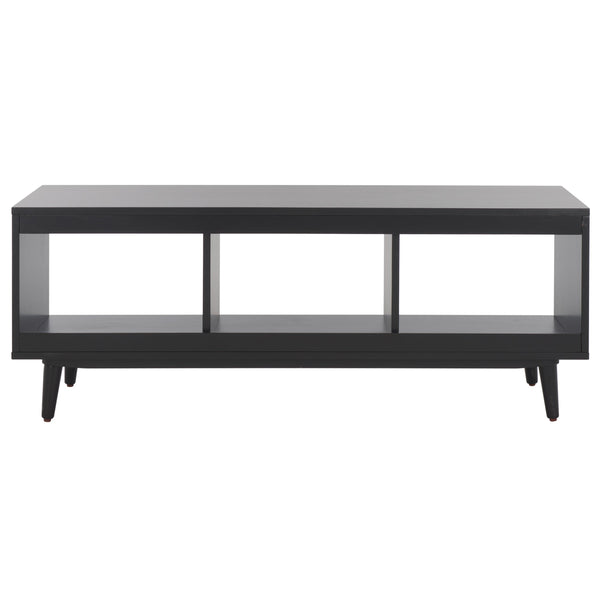 Safavieh Cricket Open Shelf Media Stand - Elegant Mahogany Wood Design For Stylish Entertainment Organization Black Mahogany Wood,Pb,Acacia Veneer Med5002b