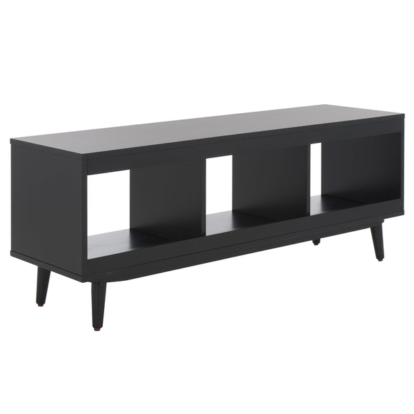 Safavieh Cricket Open Shelf Media Stand - Elegant Mahogany Wood Design For Stylish Entertainment Organization Black Mahogany Wood,Pb,Acacia Veneer Med5002b