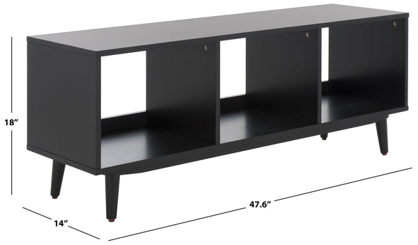 Safavieh Cricket Open Shelf Media Stand - Elegant Mahogany Wood Design For Stylish Entertainment Organization Black Mahogany Wood,Pb,Acacia Veneer Med5002b