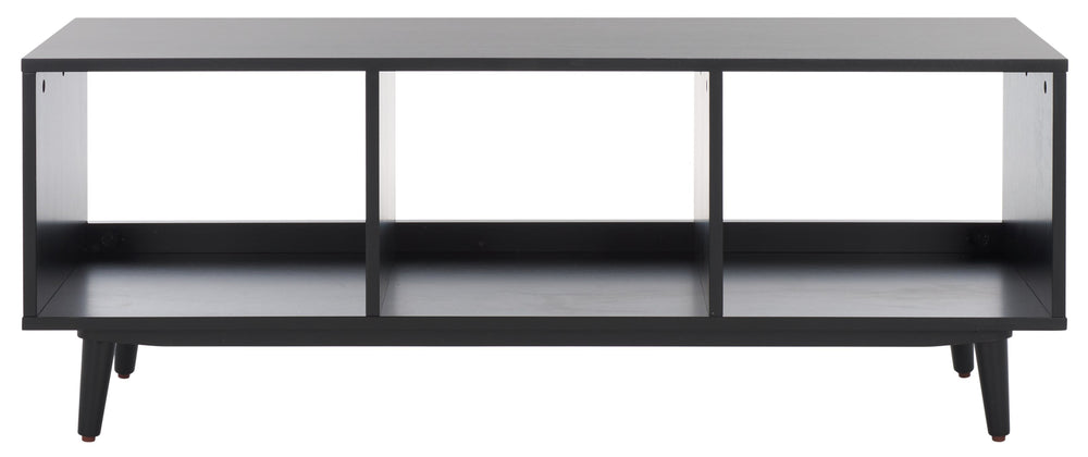 Safavieh Cricket Open Shelf Media Stand - Elegant Mahogany Wood Design For Stylish Entertainment Organization Black Mahogany Wood,Pb,Acacia Veneer Med5002b