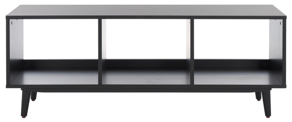 Safavieh Cricket Open Shelf Media Stand - Elegant Mahogany Wood Design For Stylish Entertainment Organization Black Mahogany Wood,Pb,Acacia Veneer Med5002b