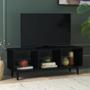 Safavieh Cricket Open Shelf Media Stand - Elegant Mahogany Wood Design For Stylish Entertainment Organization Black Mahogany Wood,Pb,Acacia Veneer Med5002b