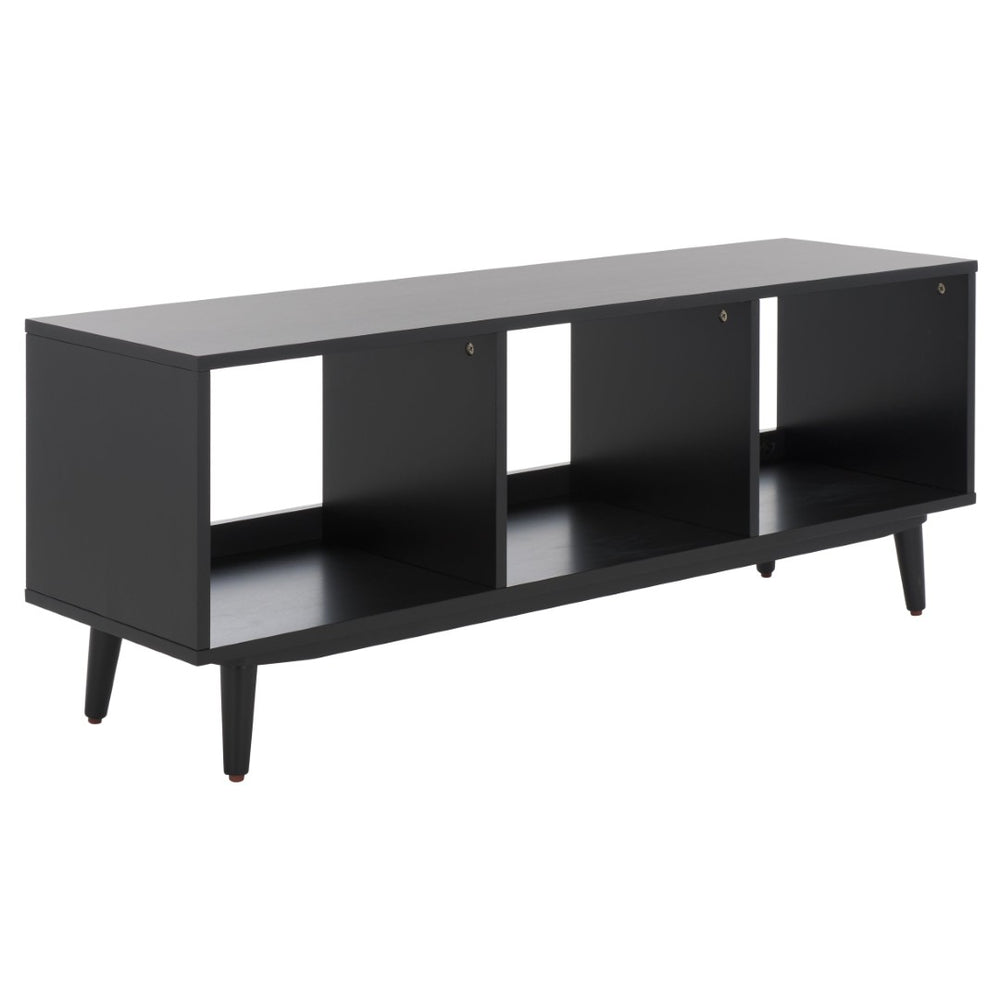 Safavieh Cricket Open-Shelf Media Stand - Rustic Black Mahogany Tv Console For Stylish Living Room Storage MED5002B