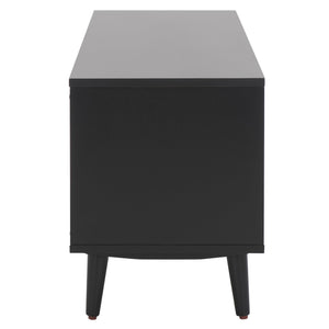 Safavieh Cricket Open Shelf Media Stand - Elegant Mahogany Wood Design For Stylish Entertainment Organization Black Mahogany Wood,Pb,Acacia Veneer Med5002b